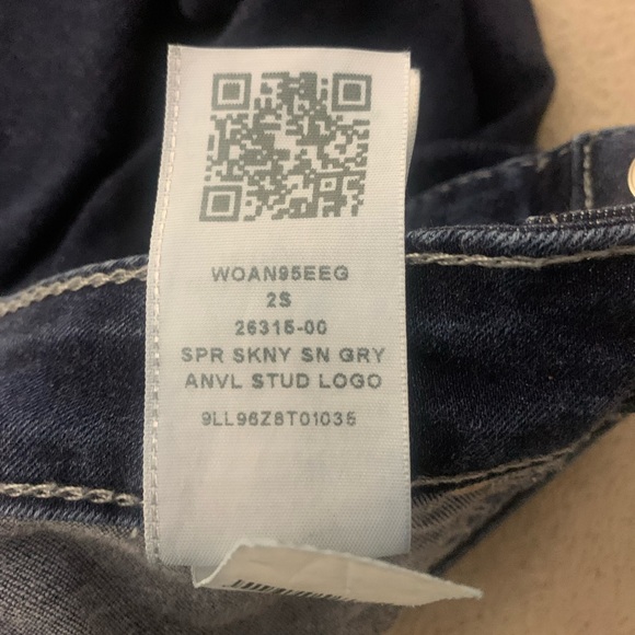 Vintage True Religion Dark Wash Denim Women Jean Rhinestone Super Skinny Size 27 - Picture 8 of 13